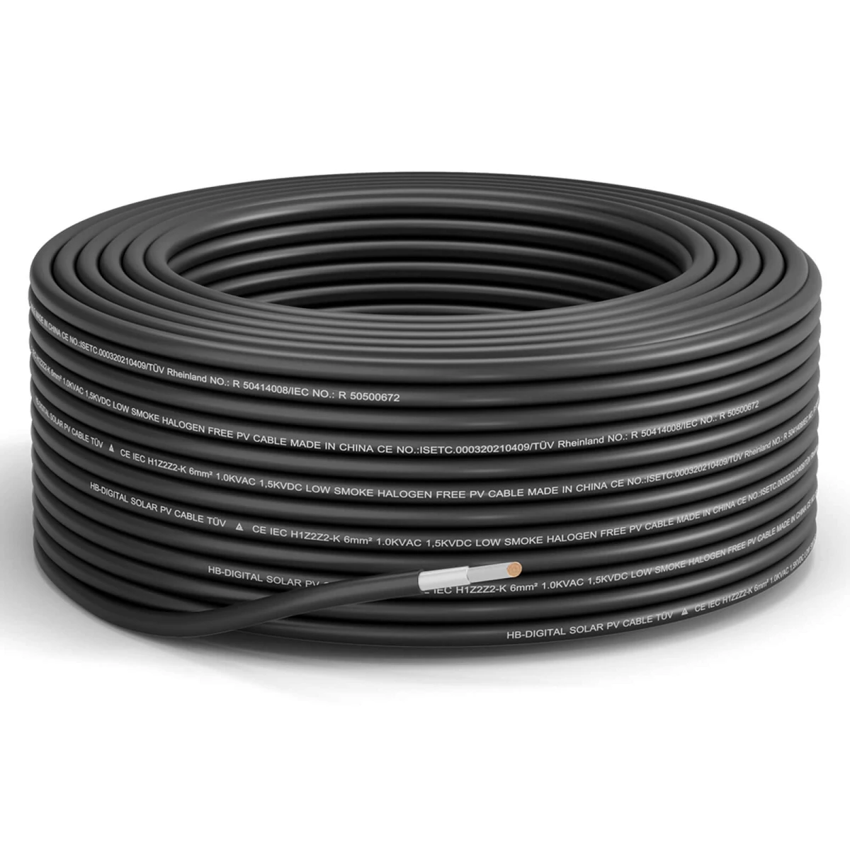 Кабель сонячний 6кв. H1Z2Z2-K 6 black, чорний, 1м