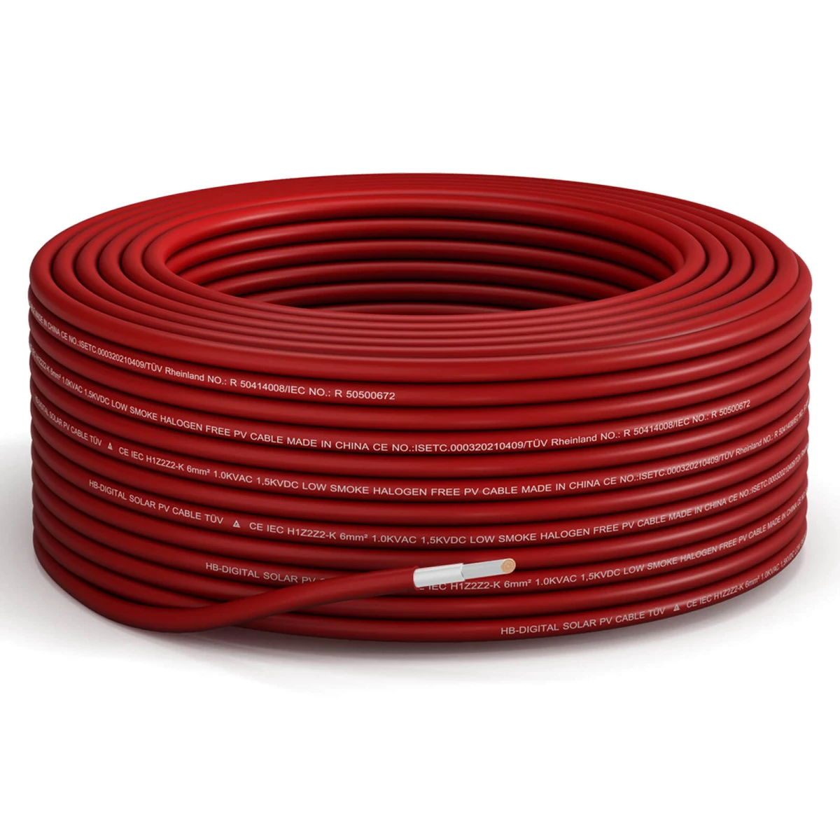 Кабель сонячний 6кв. H1Z2Z2-K 6 red, червоний, 1м